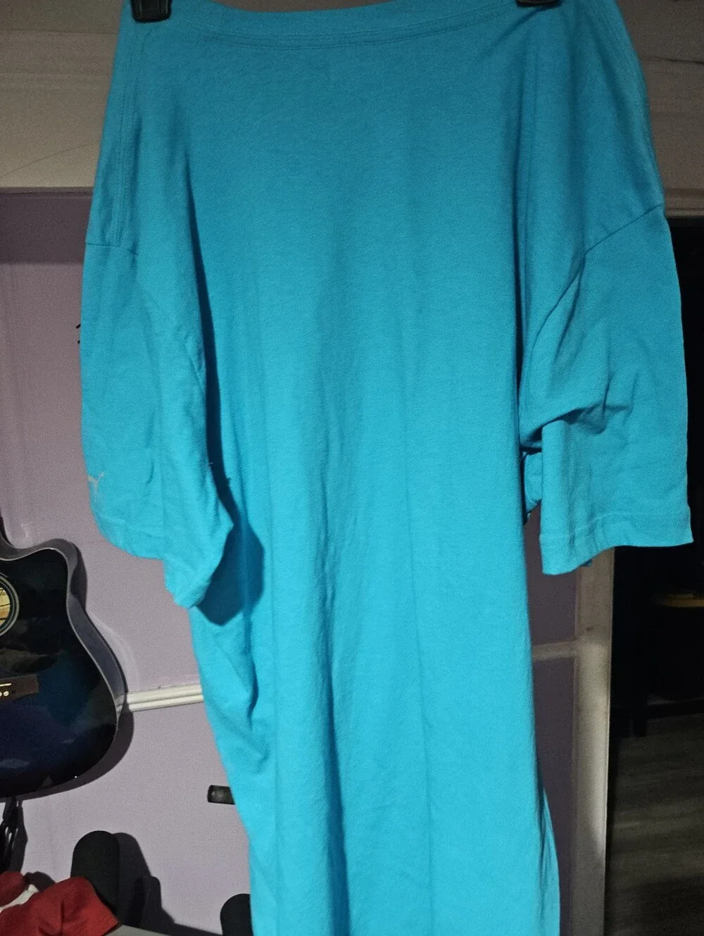 Puma Teal Tee with White Puma Logo and Orange Wordmark